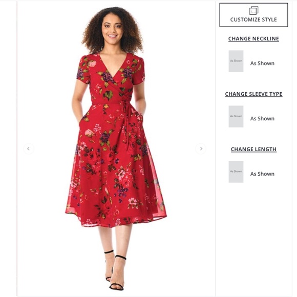 Rose Wrap Georgette Wrap Dress Size 1x - 16W for 5'10" tall person - Picture 2 of 10